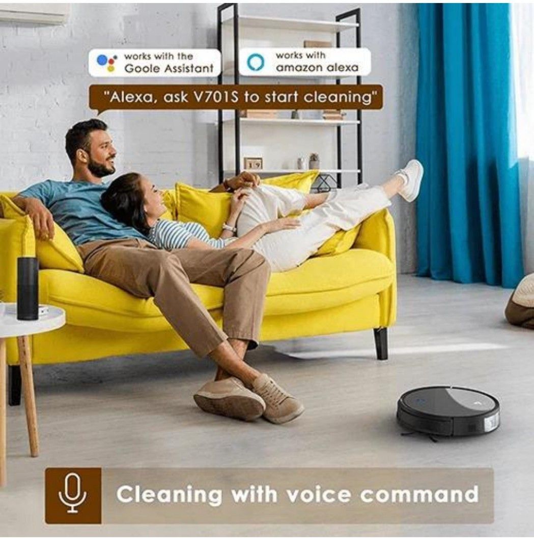 Hosome V701S Robot Vacuum Cleaner 2200Pa Suction 300ml Water Tank 5 Cleaning Modes Self charging App Remote and Voice Control Black TV Home Appliances Vacuum Cleaner Housekeeping on Carousell