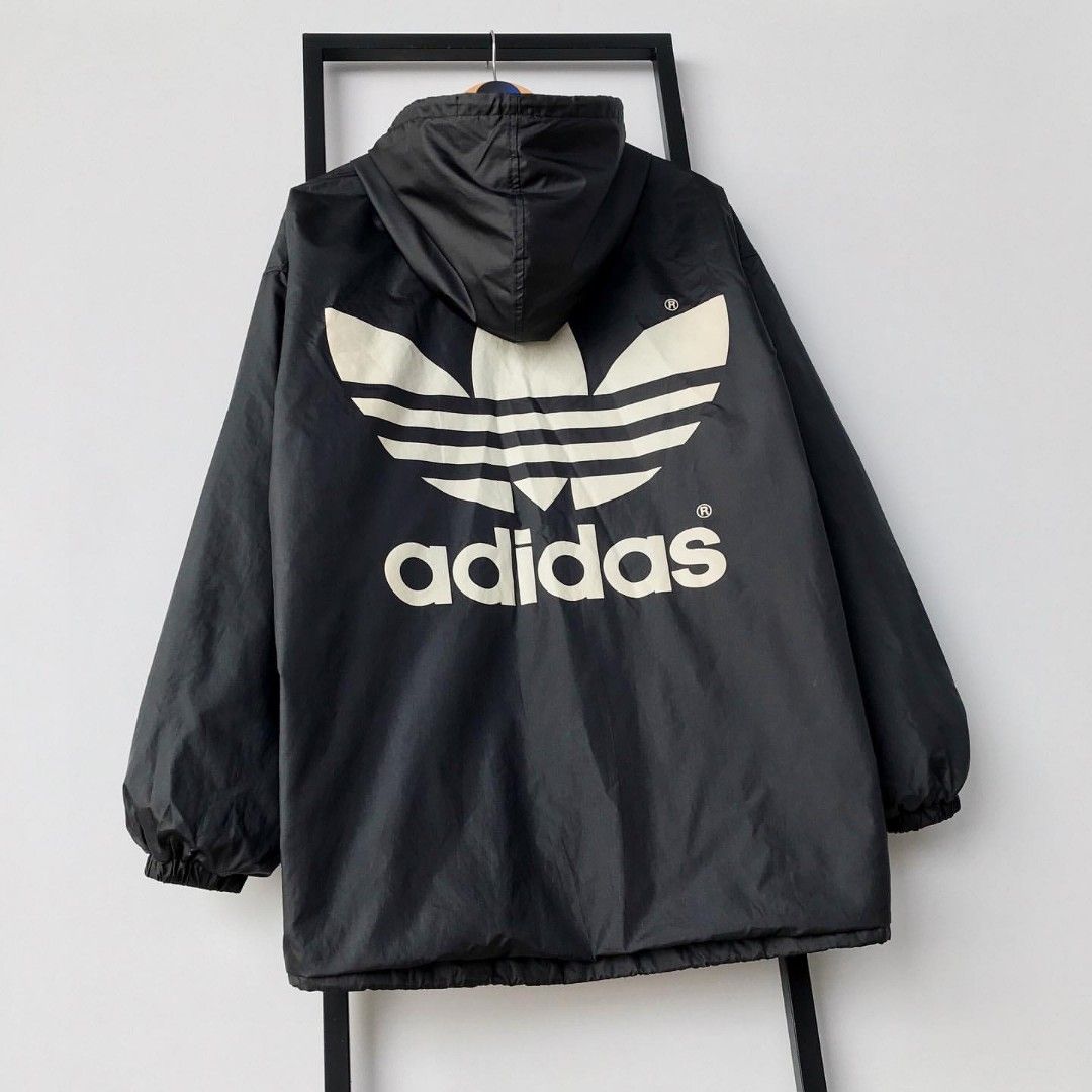 Jaket ADIDAS Trefoil Big Logo Original Hitam Hoodie Hooded Vintage