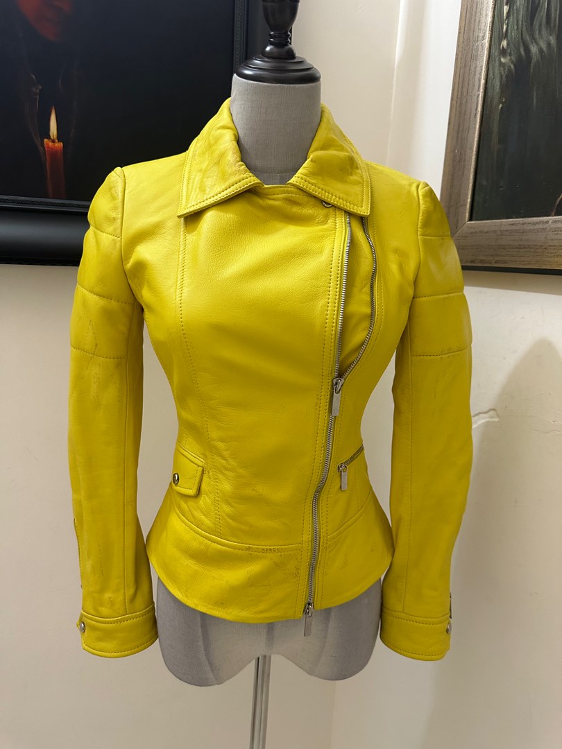 Karen millen yellow leather jacket new arrivals