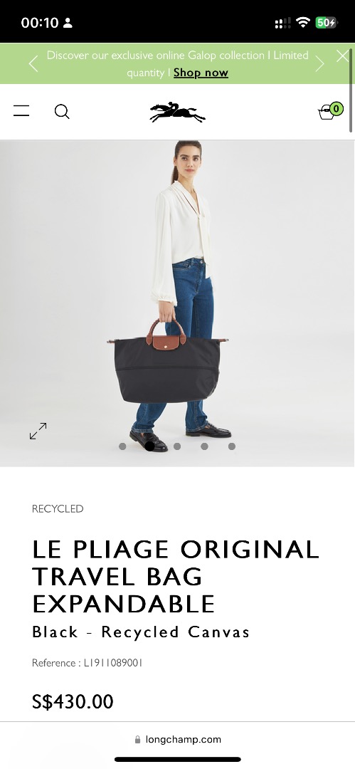 Le Pliage Original M Travel bag Black - Recycled canvas