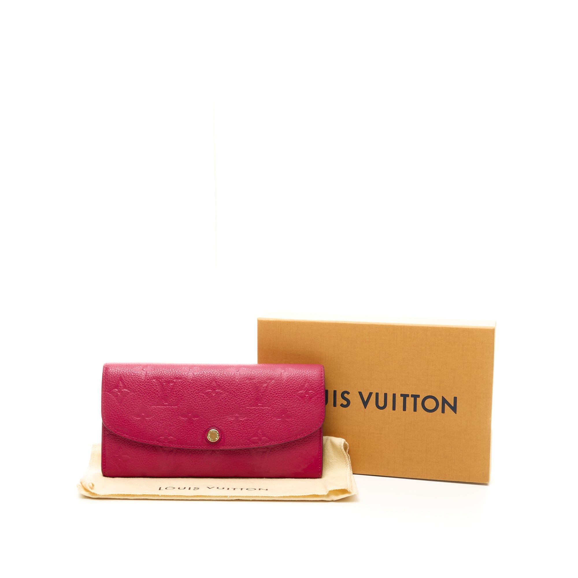 Dompet LOUIS VUITTON LV EMILIE MONOGRAM BROWN FUCHSIA FLAP LONG WALLET 100%  ORIGINAL - HYPESNEAKER.ID