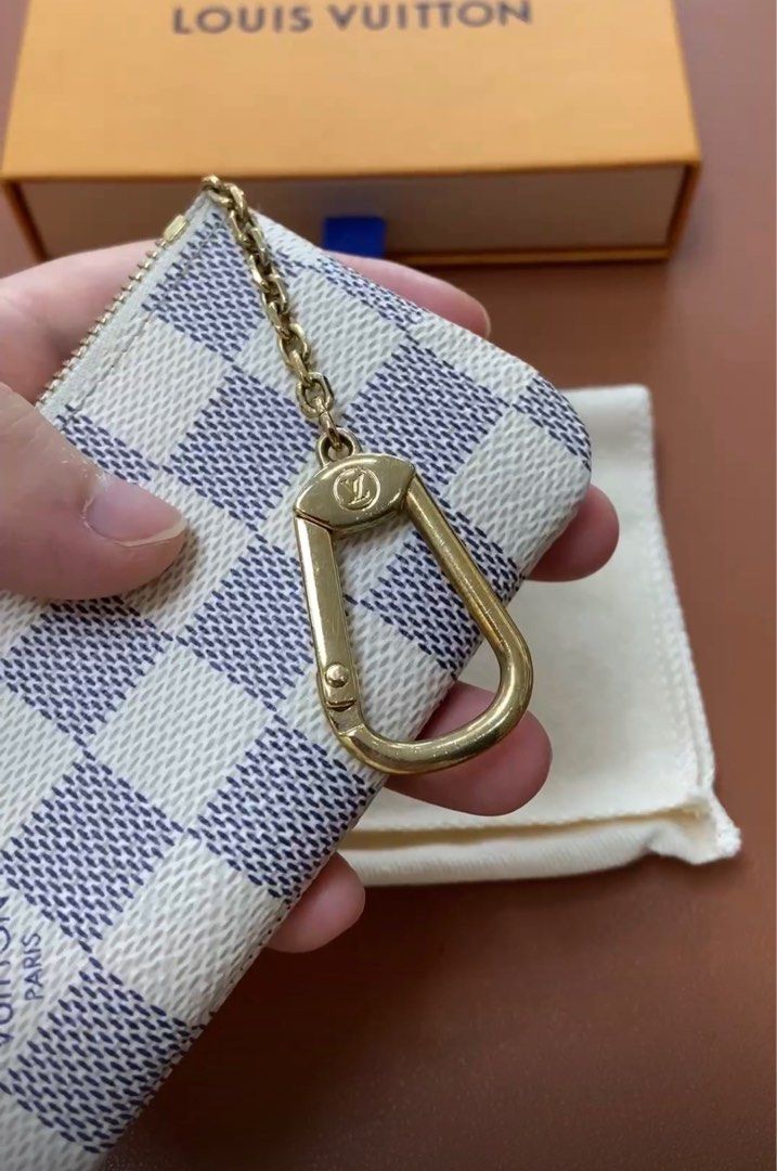 Louis Vuitton Coin case Mini Purse Damier Azur White Key Chain