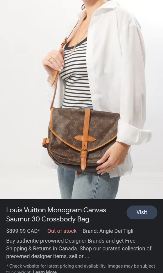 Authentic LOUIS VUITTON Saumur 30 Monogram Crossbody Shoulder Bag