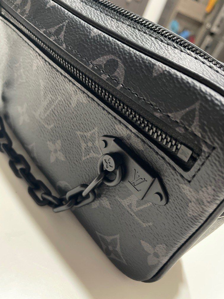 LOUIS VUITTON Pochette Volga Monogram Eclipse, Luxury, Bags & Wallets on  Carousell