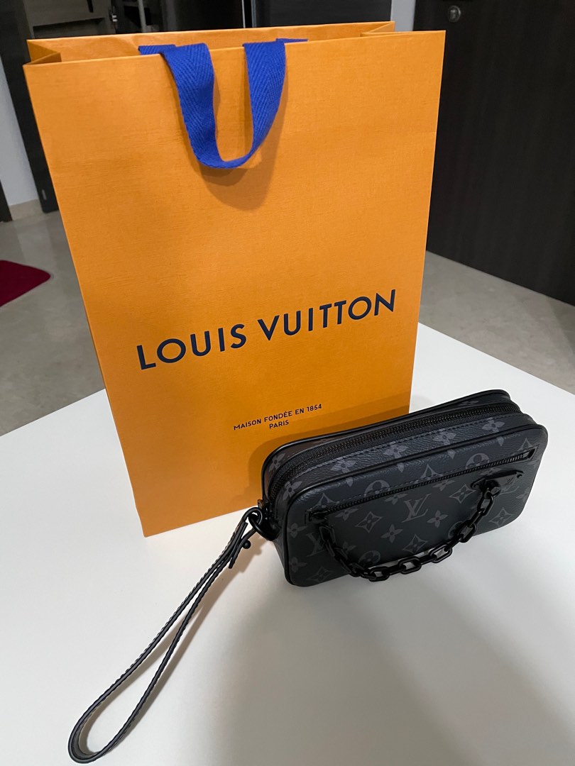 Louis Vuitton Pochette Volga Monogram Empreinte Orange Black for Men