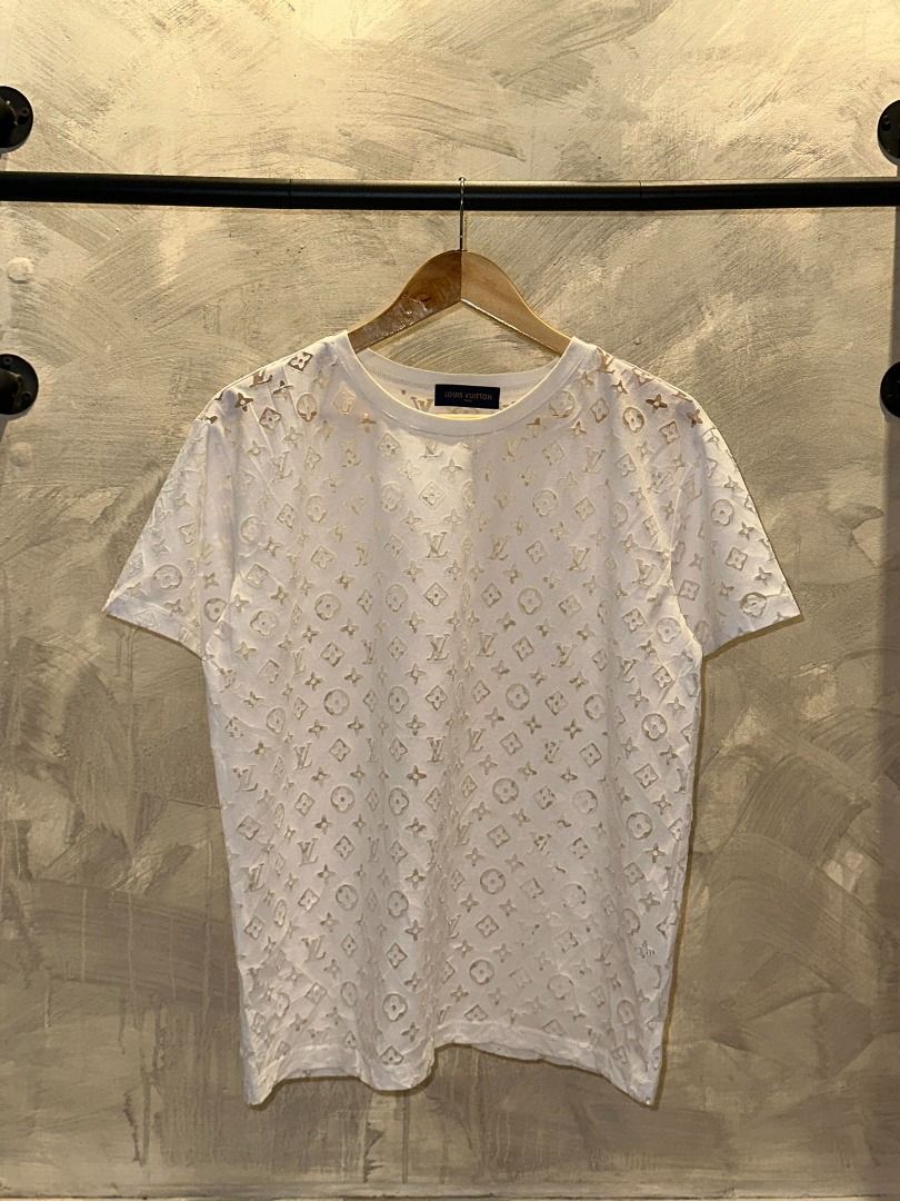 Buy Replica Louis Vuitton Signature Embroidered T-Shirt In White