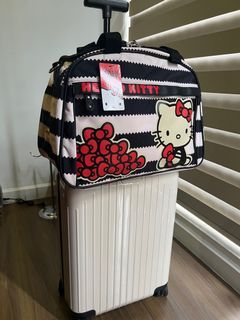  Loungefly  Original| Black & White Bows & Stripes Hello Kitty Weekender duffle bag (DURABLE)
