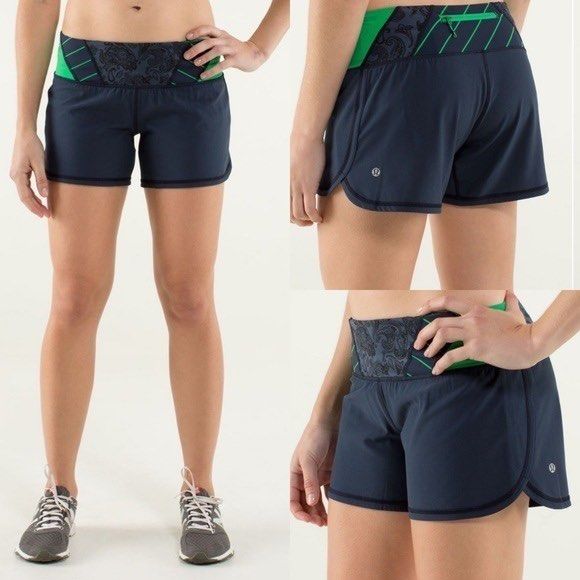 Lululemon Groovy Run Shorts (S8) Blue Green Paisley, Women's
