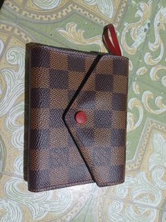 Authenticated Used Wallet Portefeuille Victorine Brown Pink Rose