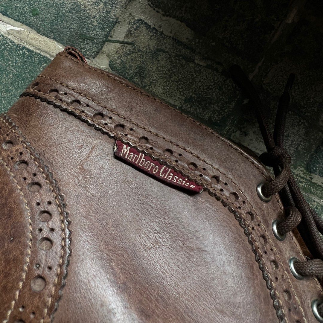 Bottes Brogue Marlboro Classics Vintage Pointure 43 - Cuir Marron, Occasion Parfait état