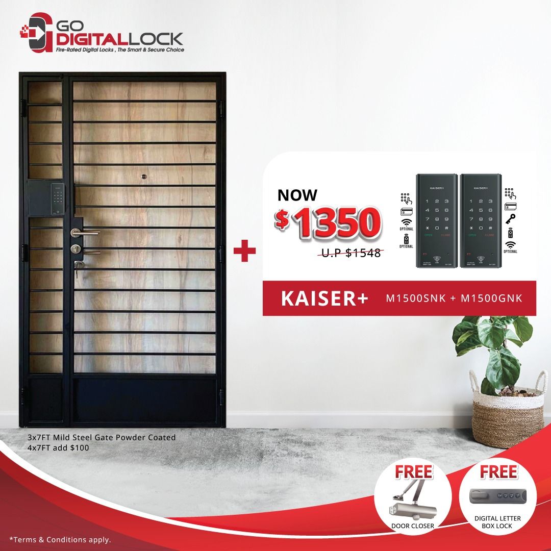 Metal Gate and Digital Lock Bundle Package, Furniture & Home Living