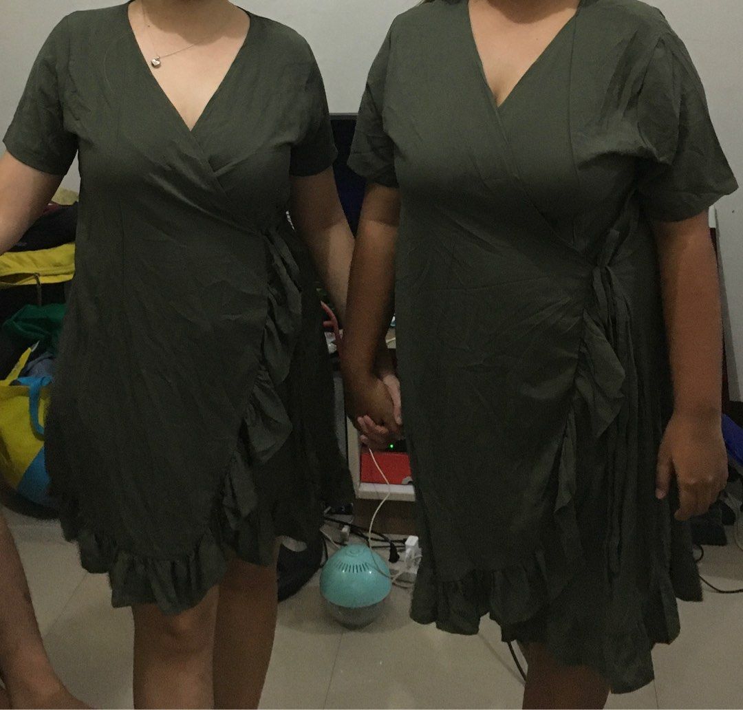 Military Green Wrap Dress (Category: Dresses) located in Pasig City. Submitted by bashadp (Listing ID 1258190959, Image 2). Description: Brandnew Sizes: Small, Medium, Large, 2XL.