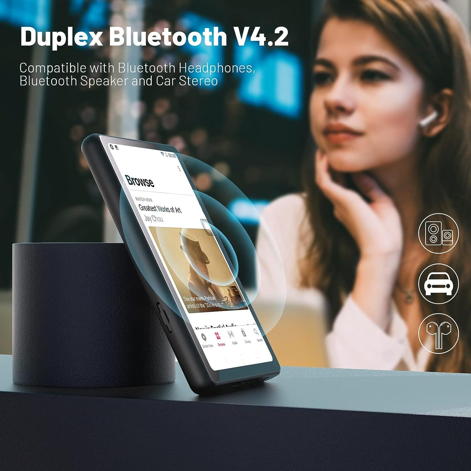 MP3 Player with Bluetooth & WiFi, Kids MP4 Player with Spotify &Audible,Browser(Removable) Music
