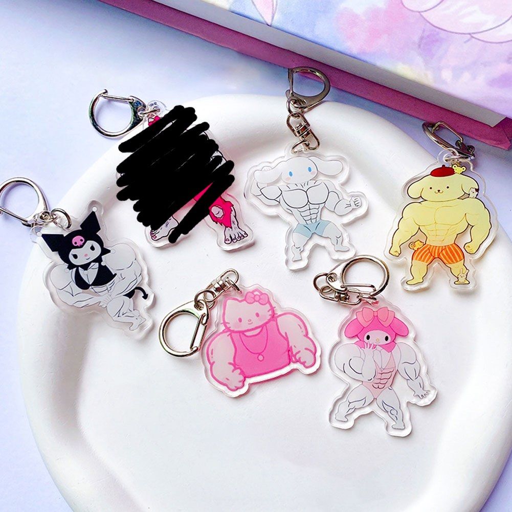 muscular sanrio keychains, Hobbies & Toys, Toys & Games on Carousell