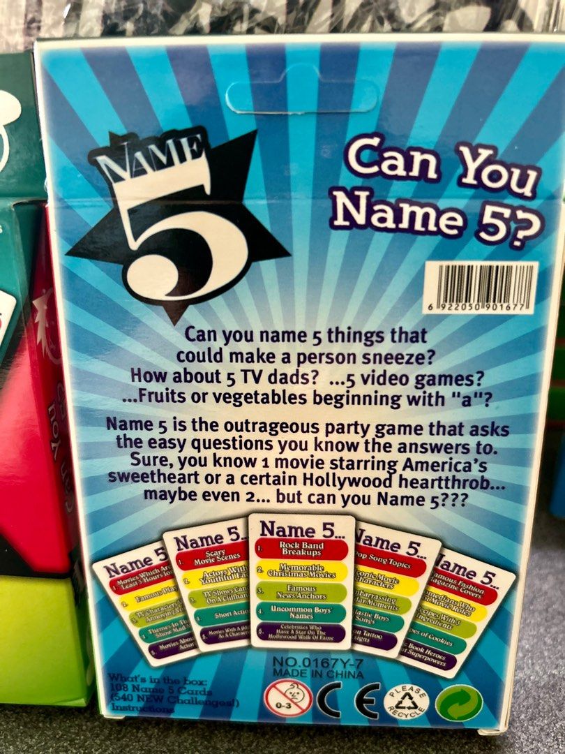 Name 5 - Card games, Hobbies & Toys, Toys & Games on Carousell