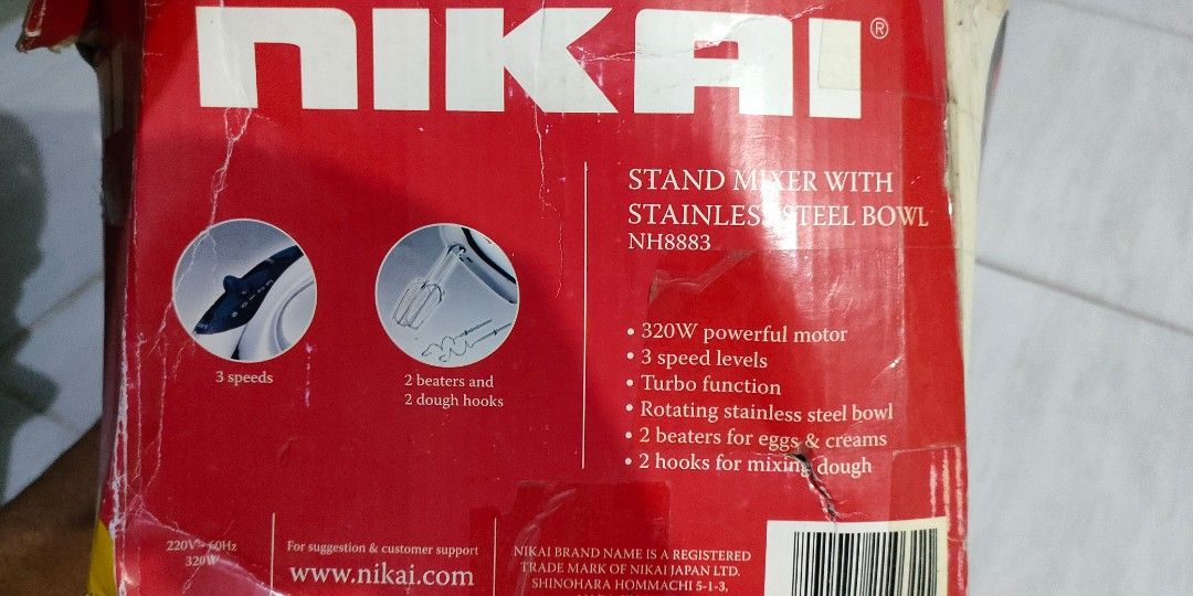 Nikai stand mixer w/ stainless steel bowl, Furniture & Home Living