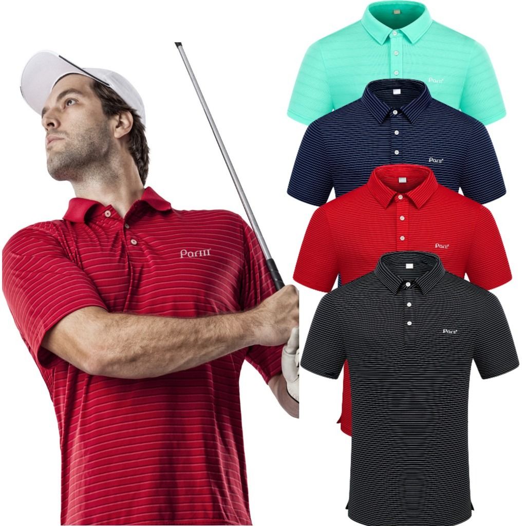 PAR3 Golf Polo Shirts Active Wear Tshirts Stripes Design with Anti