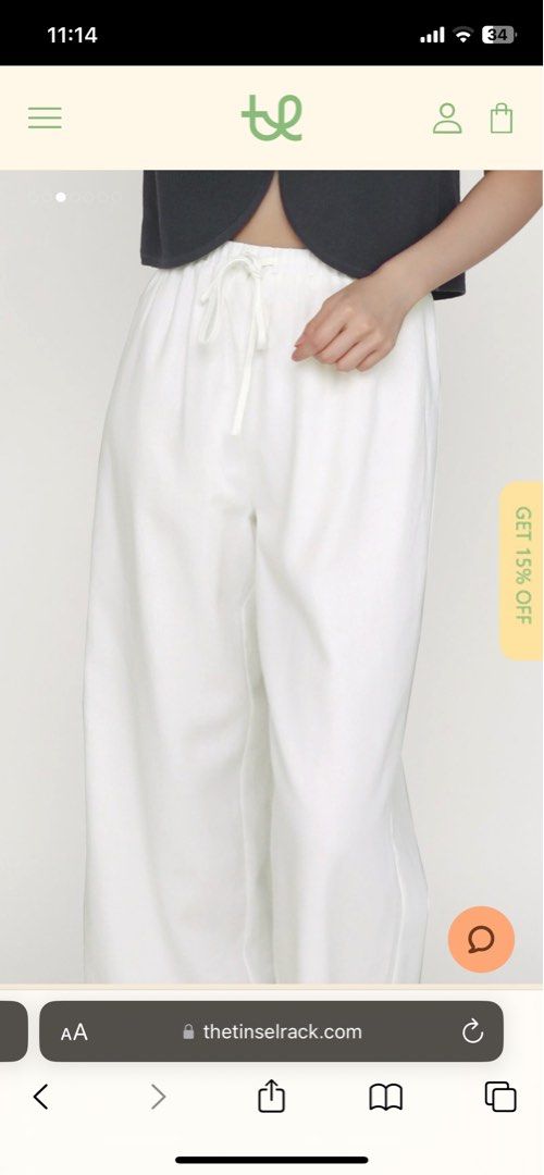 Kierra Drawstring Linen Pants (White)