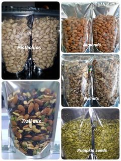 Pistachios, Trail mix, Walnuts, Almonds, Pumpkin seeds