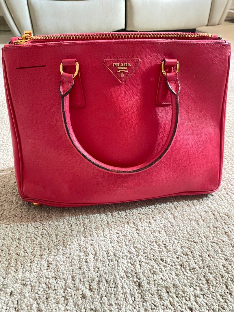 PRADA: bag in saffiano leather with logo - Pink