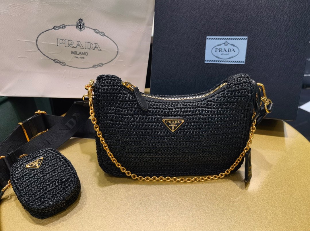 Natural Prada Re-edition 2005 Crochet Bag