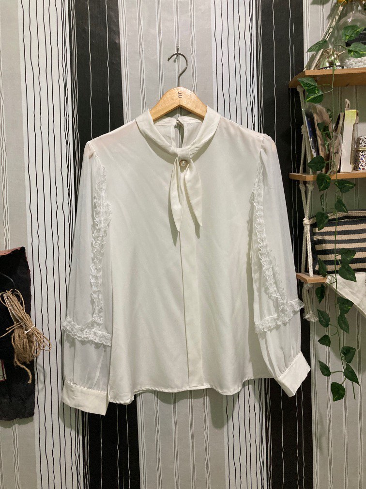 Premium fancy white blouse zara look a like korean bkk chanel look ...
