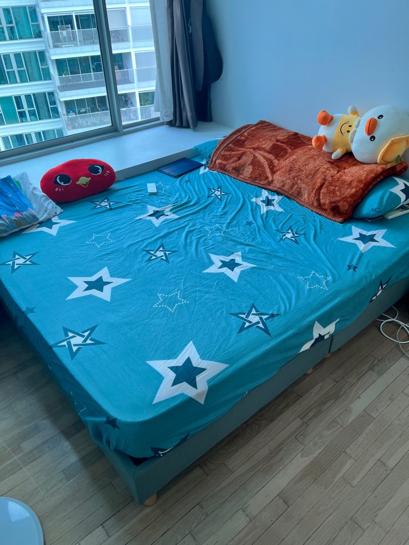 Queen size bed with mattress, Furniture & Home Living, Furniture, Bed