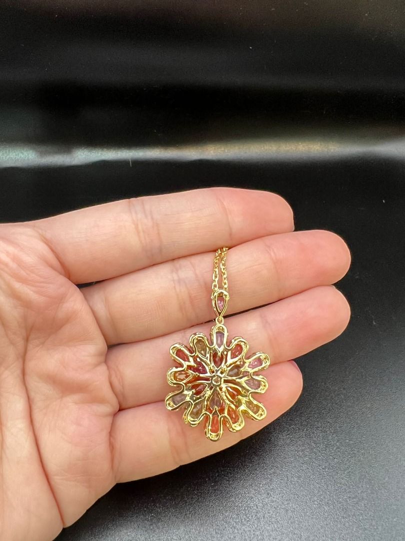 Gold chain clearance with sapphire pendant