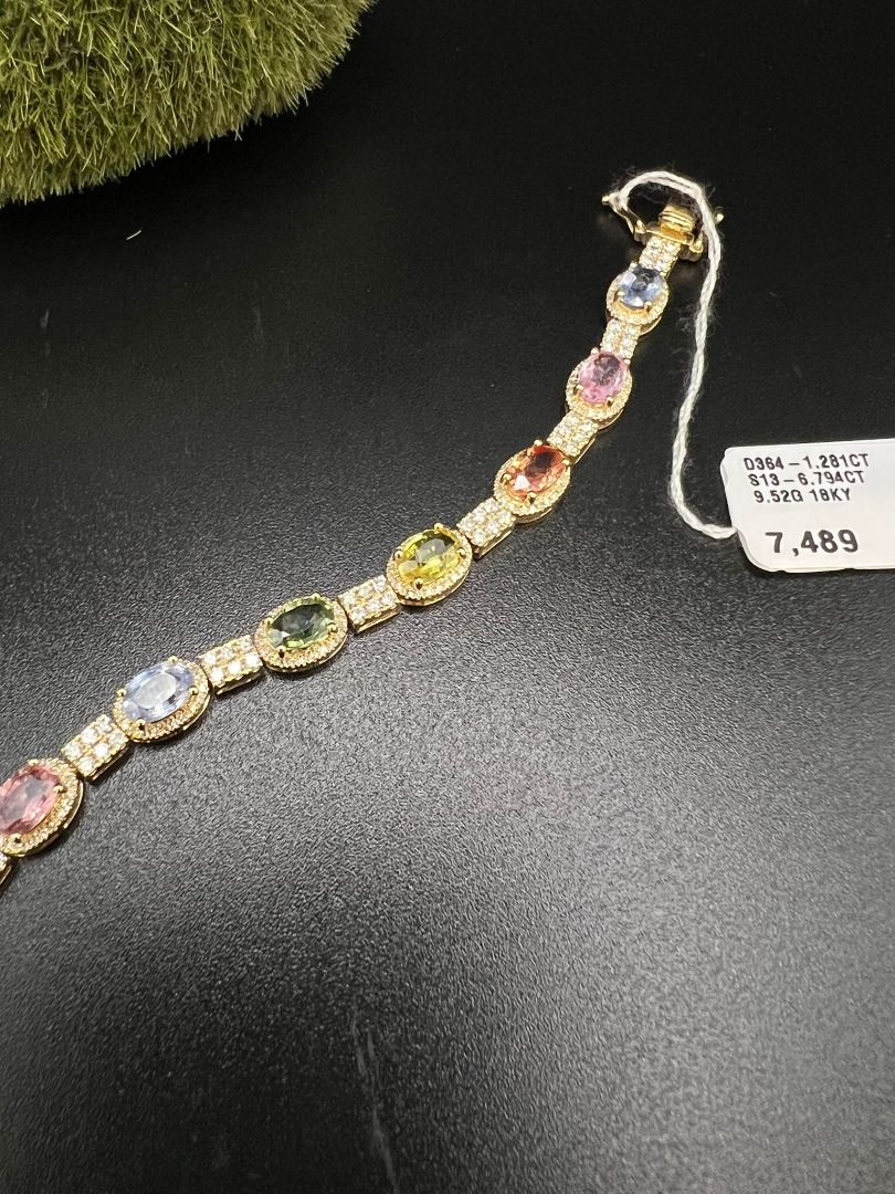 Rainbow colored Sapphire Diamond Bracelet Women s Fashion