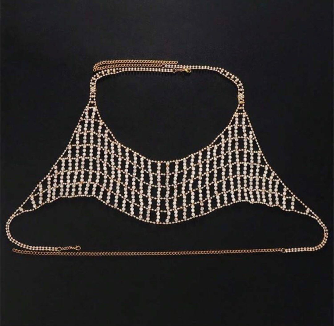 Glamybabes fishnet rhinestones body chain