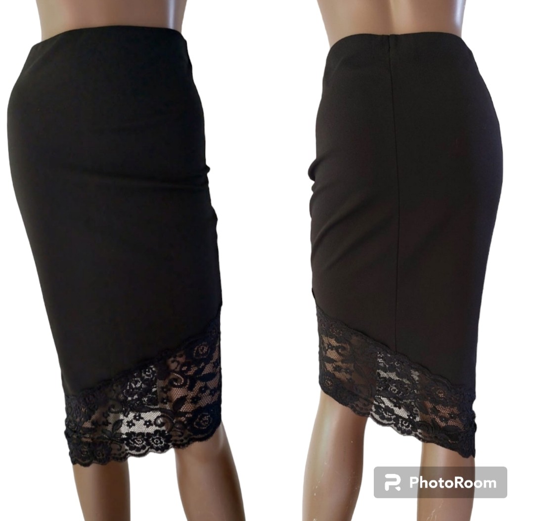 River island pencil midi Black Skirt asymmetric, Fesyen Wanita, Pakaian ...