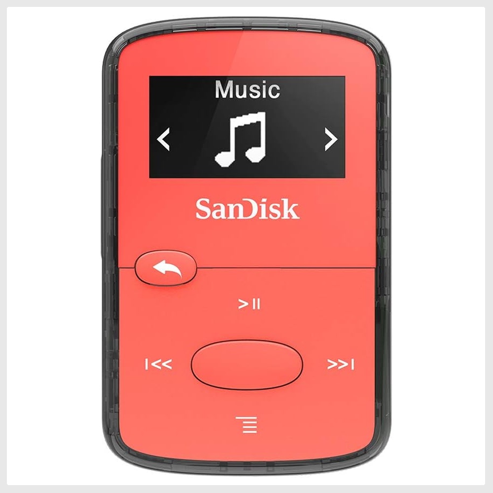 SanDisk 8GB Clip Jam MP3 Player, Red microSD card slot and FM Radio