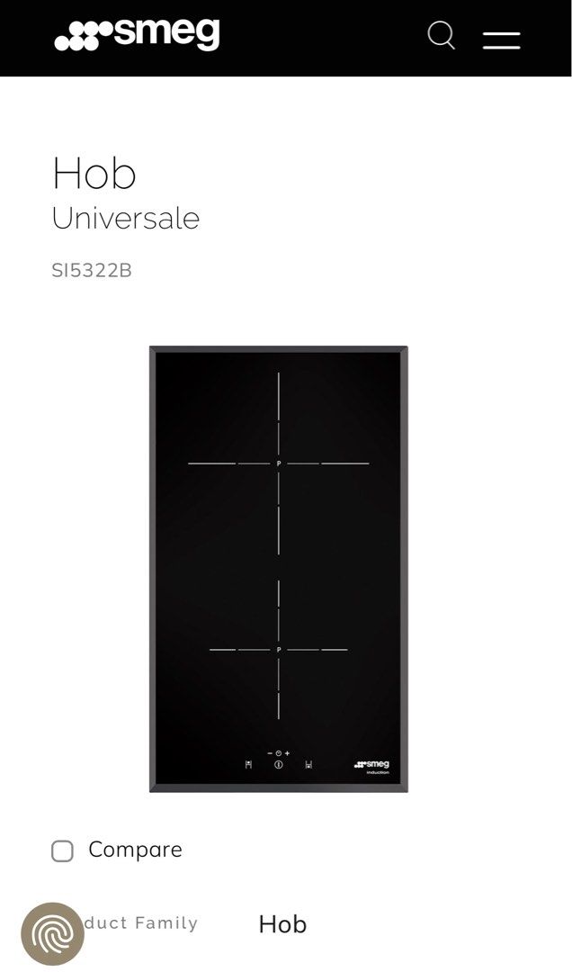 SMEG INDUCTION HOB BLACK S15322B, TV & Home Appliances, Kitchen