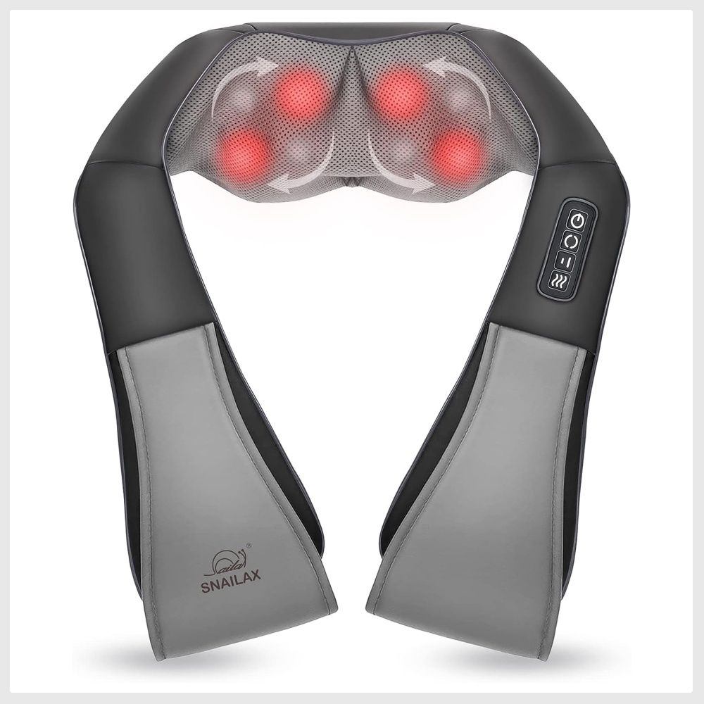 Snailax Shiatsu Back Neck and Shoulder Massager with Heat Deep Kneading Pillow Massager for Neck Shoulder Lower Back Foot Muscle Electric Body Massager for Car Home Office use Ideal Gift Health
