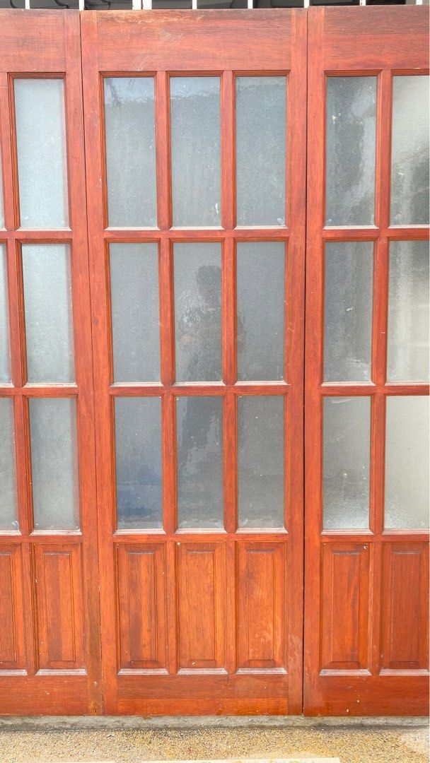 SOLID WOODEN SLIDING DOOR (4 PANEL), Furniture & Home Living, Security