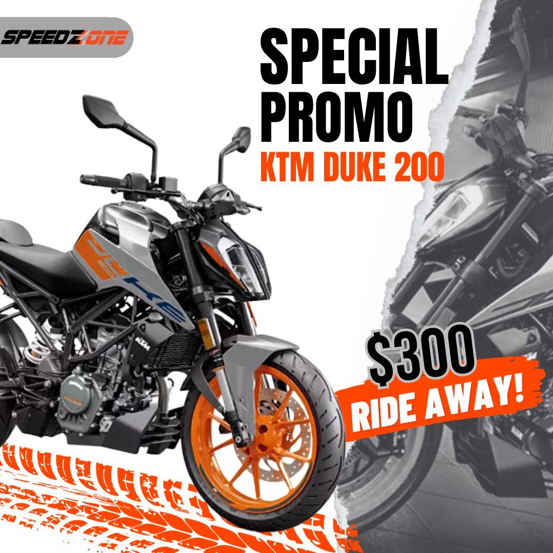 Special Promo $300 Ride Away for KTM Duke 200 ABS - New 2B Motorcycle ...