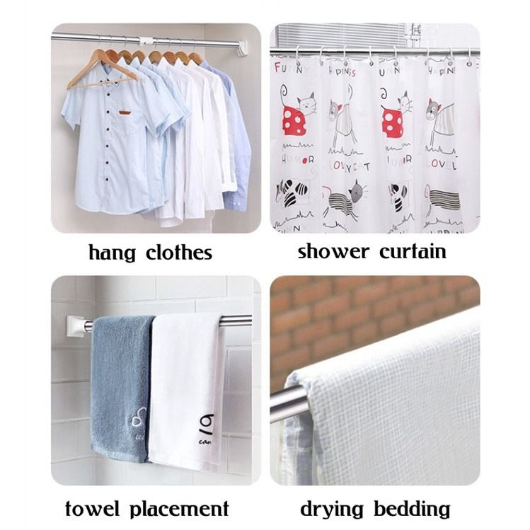 Stainless Steel rod extendable rod Clothes Hanger Tension Rod adjustable 92 150cm Towel Hanging Pole