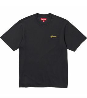 Supreme L Size 全新黑底黃字  tee T-shirt