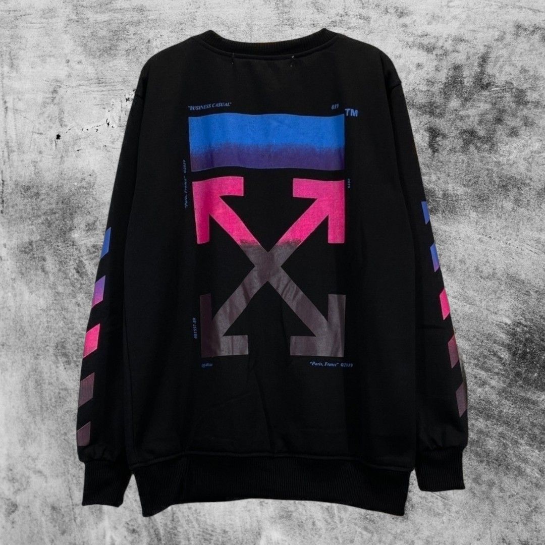 Sweater Crewneck Off White Gradient Arrows Hitam Fesyen Pria