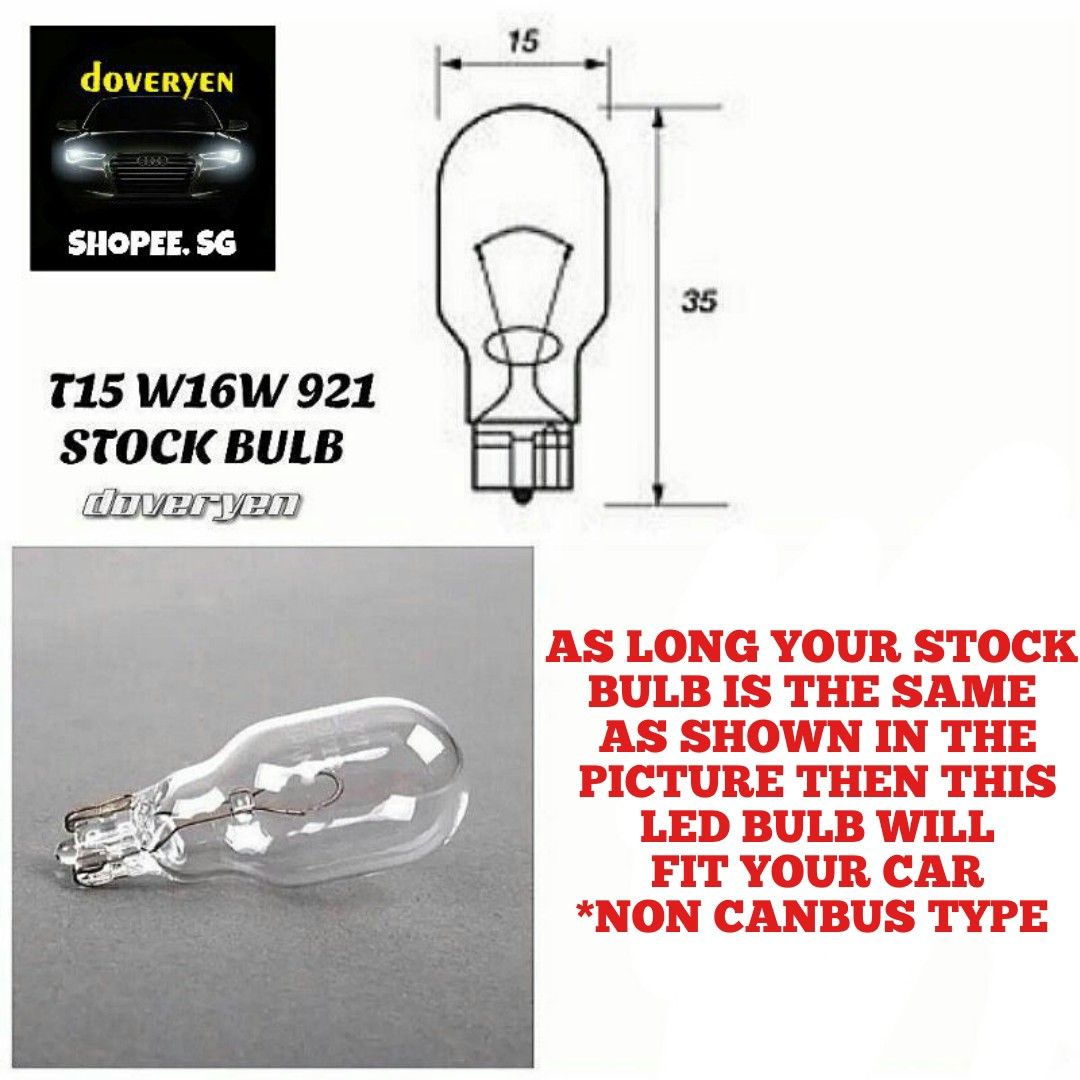 T15 921 W16W - T20 7440 582 W21W White Blinking Reverse LED bulb - ▶️ Blink  3 Times & Back To Normal - Anti Fuse Blow Design - Hiace NV Civic Stream