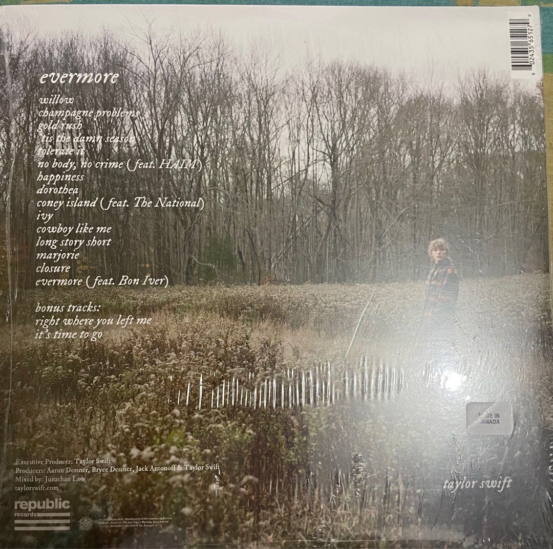 Taylor Swift Evermore RARE Opaque Vinyl (Category: Vinyls) located in Manila. Submitted by stefandraboutique (Listing ID 1258101387, Image 3). Description: Checked our stocks and we have a final RARE Evermore opaque vinyl (made in Canada) available for 4999 php 💚💚💚.