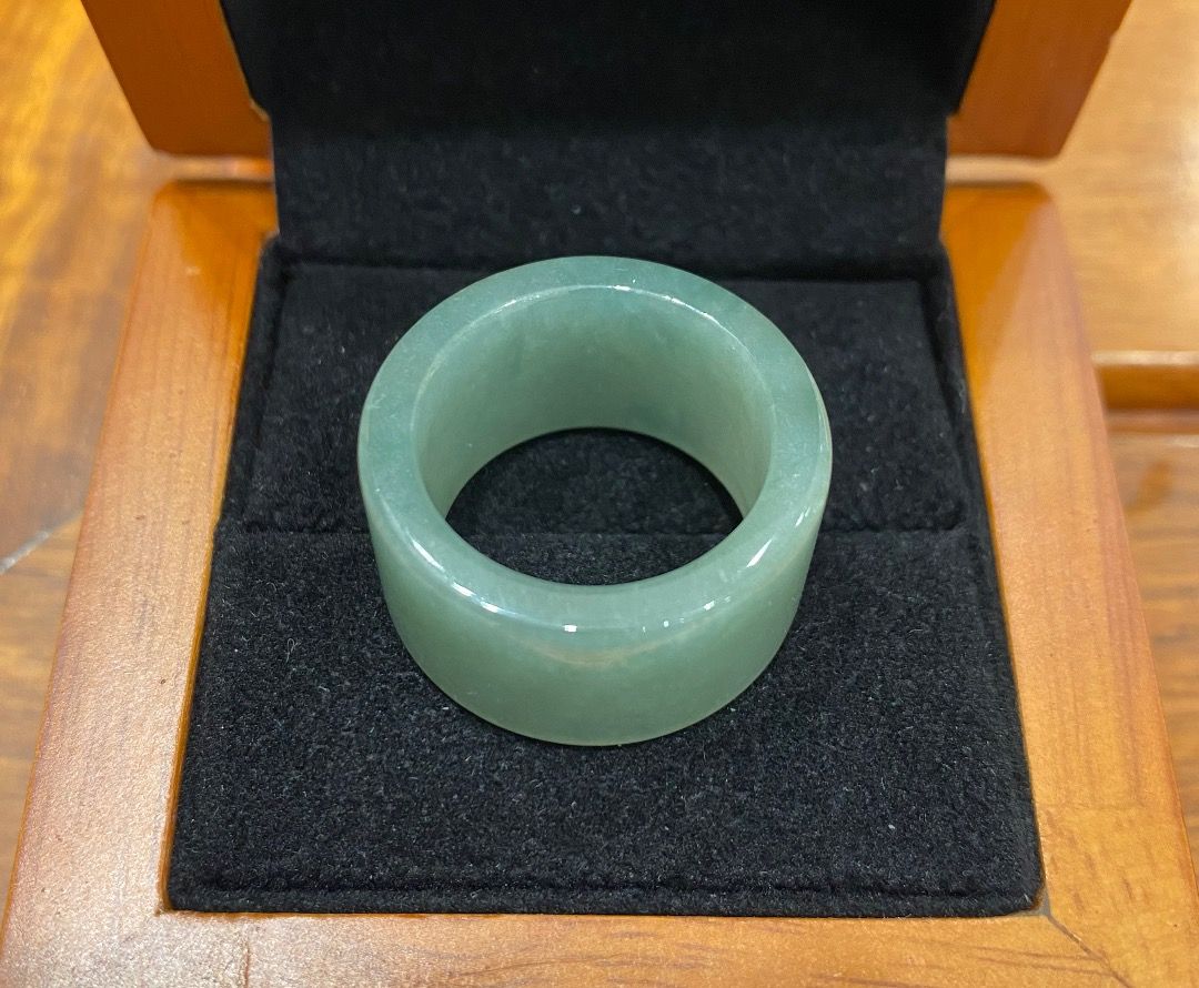 Type A Burmese Icy Full Green Jadeite Ring 23