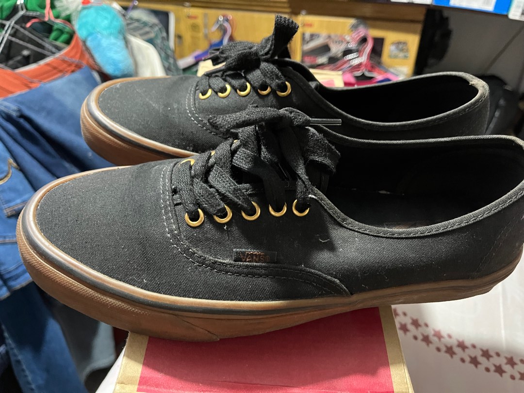 Vans authentic black gum store sole