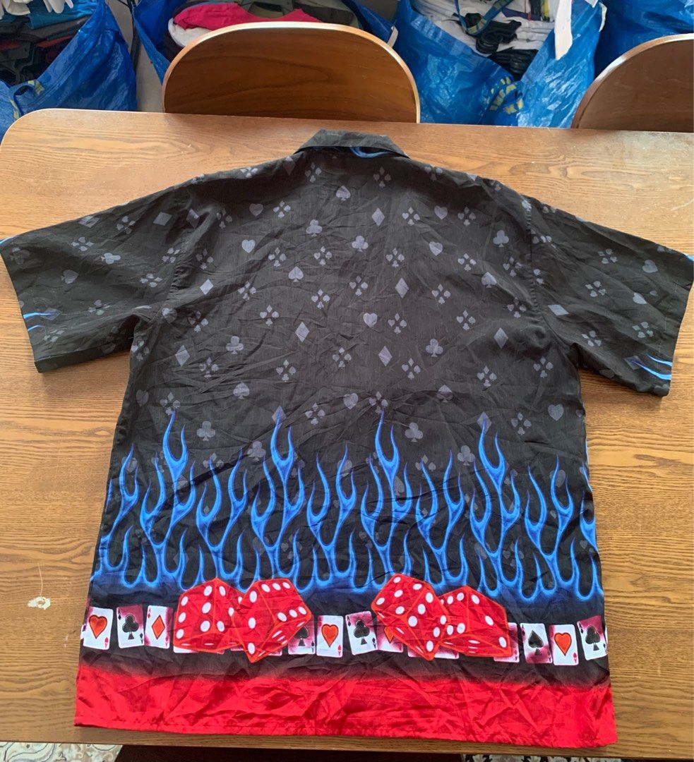 90's Flame and Dice Button-Up Shirt