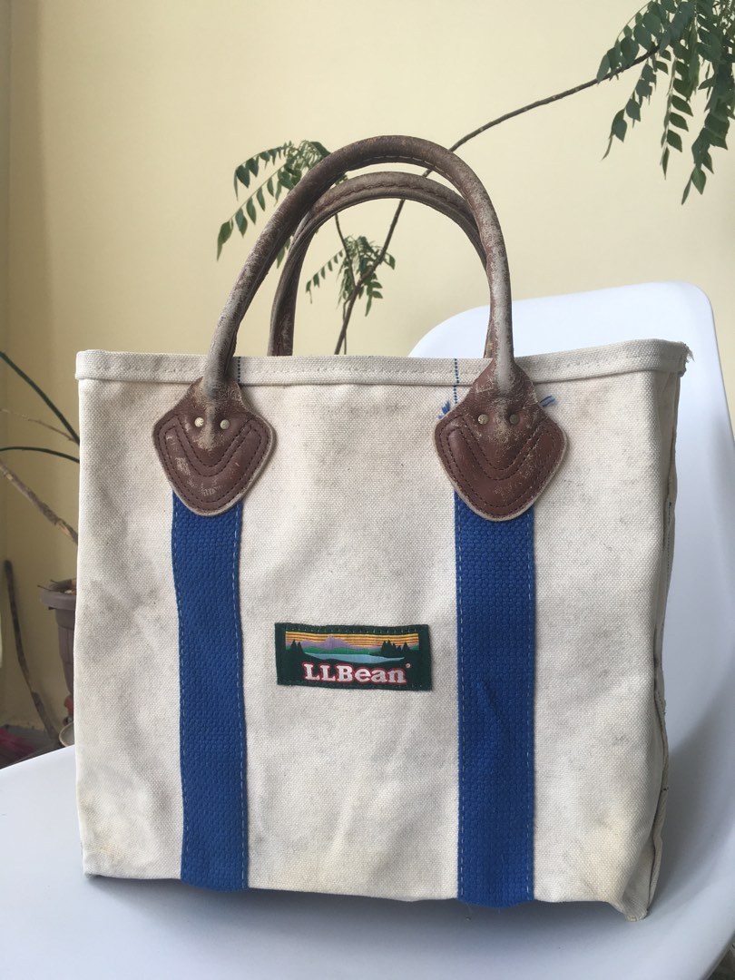 Vintage LL Bean Boat & Tote Bag with Full-Grain Leather Handles