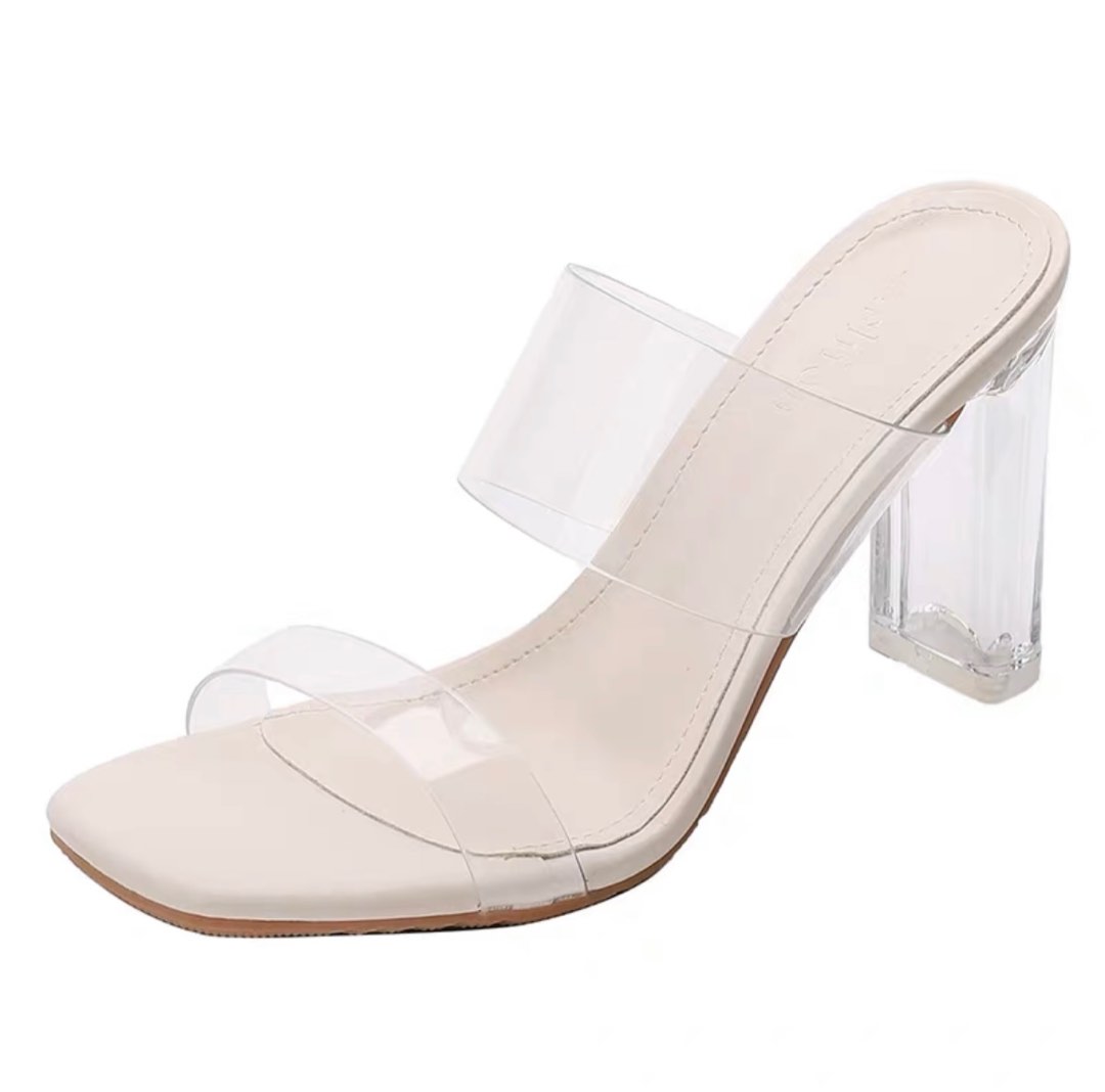 White clear block heels outlet