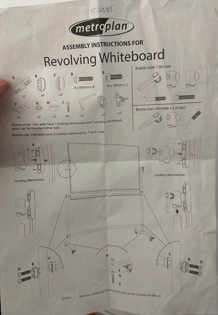 Whitebord Rota Whiteboard (Rotatable) 120 x 85 cm, Furniture & Home Living, Furniture ...