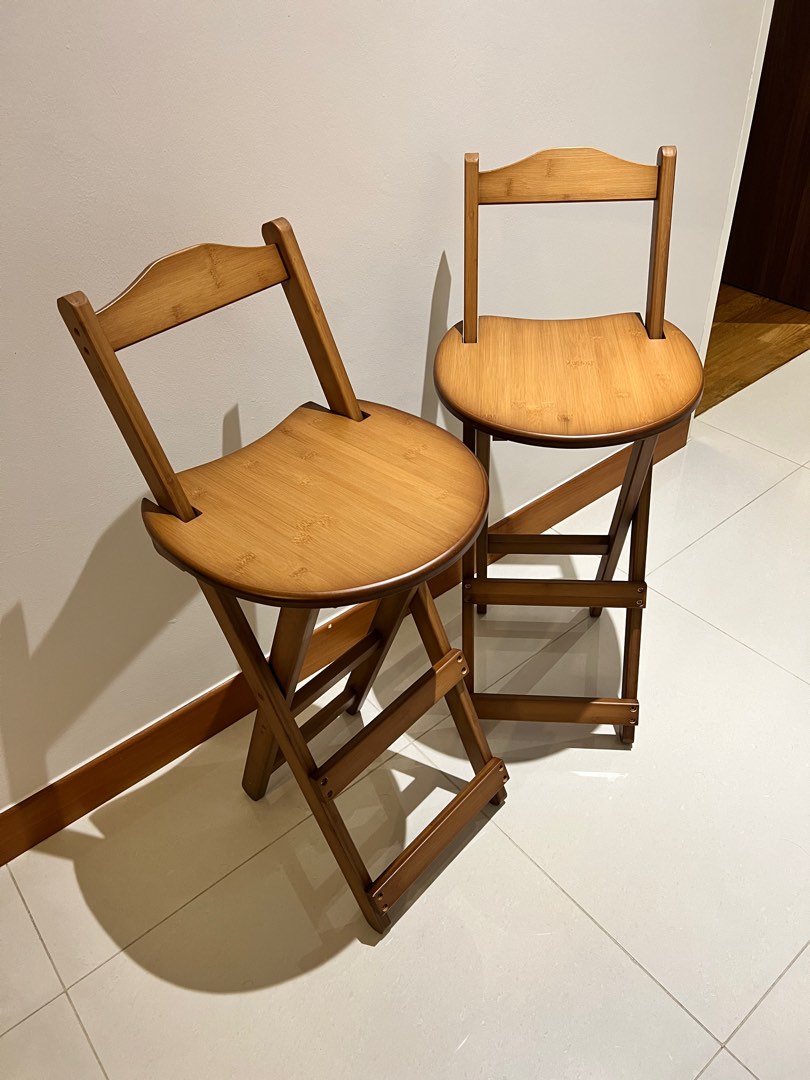 Wooden Bamboo High Chair/Bar Chair, Furniture & Home Living, Furniture