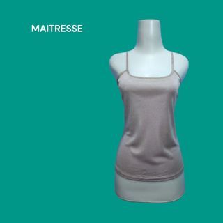 Y2k Maitresse Japanese Brand Creme Metallic Square Criss Cross Tank Top