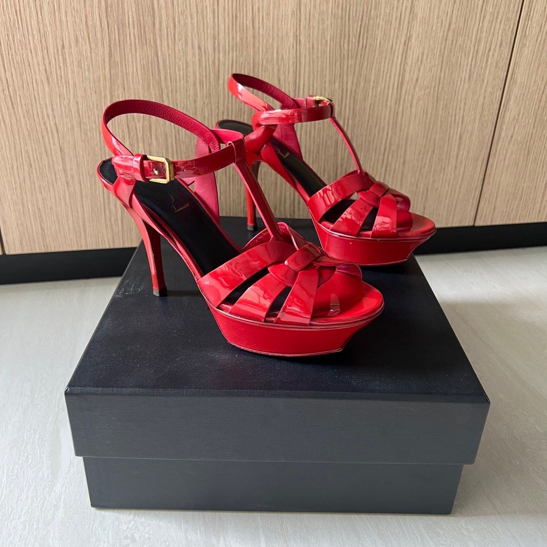 Red patent sandals best sale heels